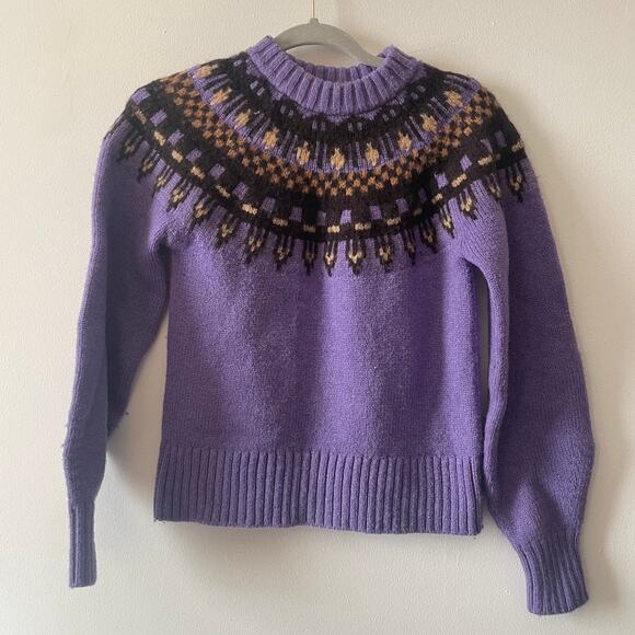 A.L.C. Oakley Knit Sweater in Amethyst Purple Sz XS Fair Isle Wool Blend Thick - Picture 2 of 9